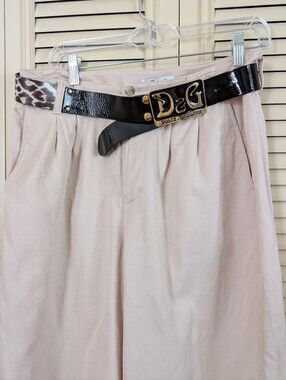 D&G Black Leather Belt with Black and Gold Logo Buckle